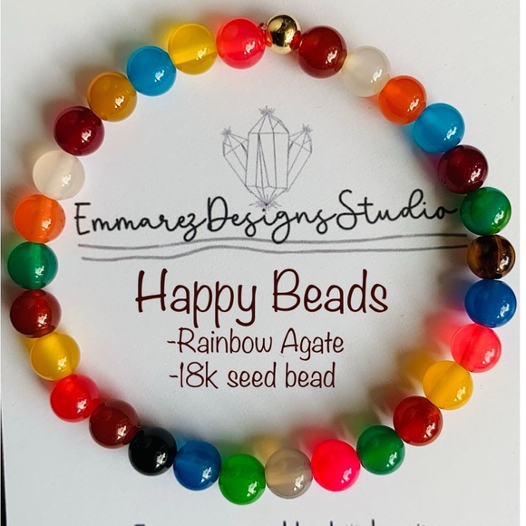 ๐ NWT ๐ Happy Beads โ๏ธ Healing Energy Power Gemstone Agate Crystal Bracelet ๐ - Picture 1 of 9